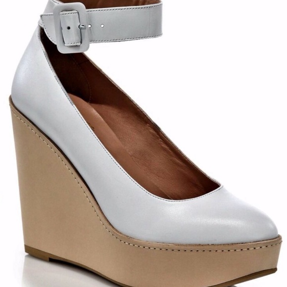 Robert Clergerie new white leather Ferdie platform wedge anklestrap pump 38.5 8 - Picture 11 of 12
